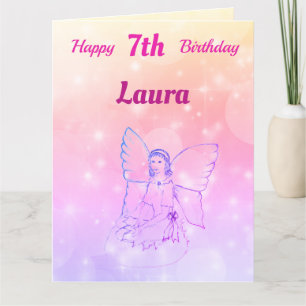 Girls Happy 7th Birthday Fairy Greeting Card