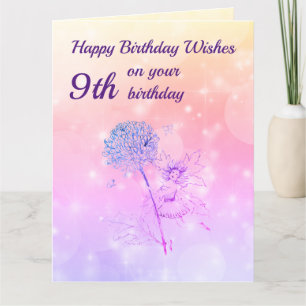 Girls Happy 9th Birthday Greeting Card