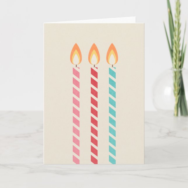 Girls Happy Birthday Candles Greetings Card (Front)