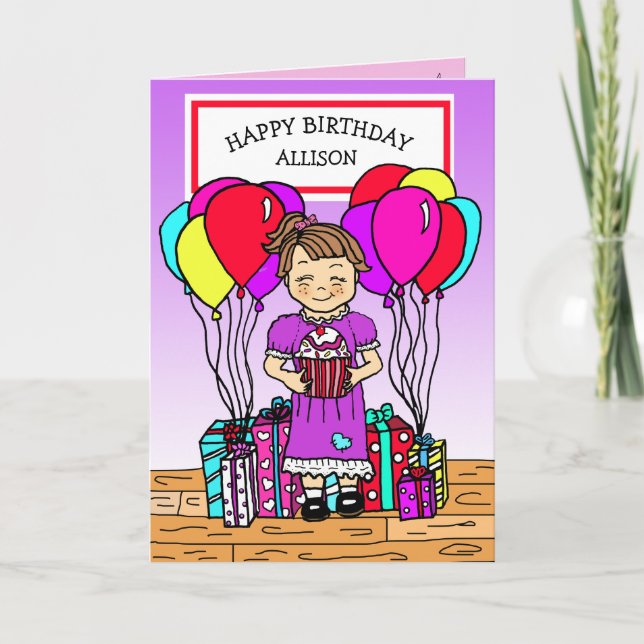 Girl's Happy Birthday Card (Front)