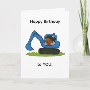 Girl's Happy Birthday card with digger design