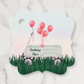 Girl's Happy Birthday Wagon Balloons Gift Tags