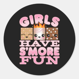 Girls Have Smore Fun Cute Camping Classic Round Sticker