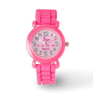 Girls Hearts and Butterfly Watches Personalised