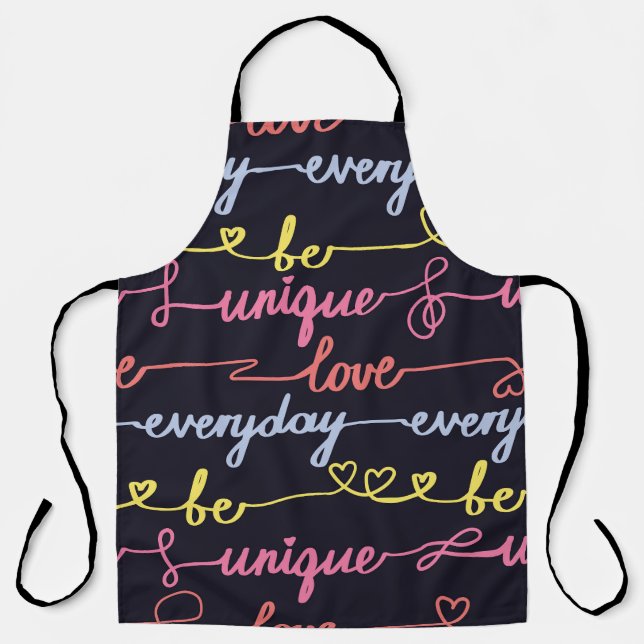 Girls' hearts, words seamless pattern. apron (Front)
