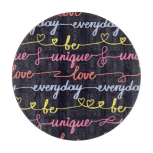Girls' hearts, words seamless pattern. cutting board