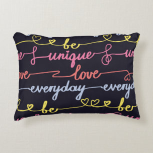 Girls' hearts, words seamless pattern. decorative cushion