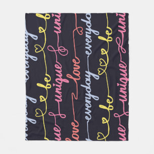 Girls' hearts, words seamless pattern. fleece blanket