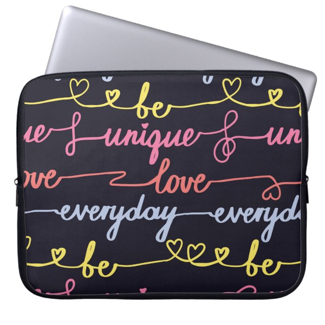 Girls' hearts, words seamless pattern. laptop sleeve (Front)