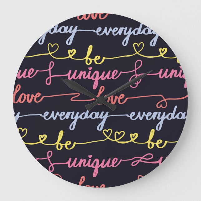 Girls' hearts, words seamless pattern. large clock (Front)