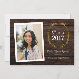 Girls High School Graduation Wood invitation