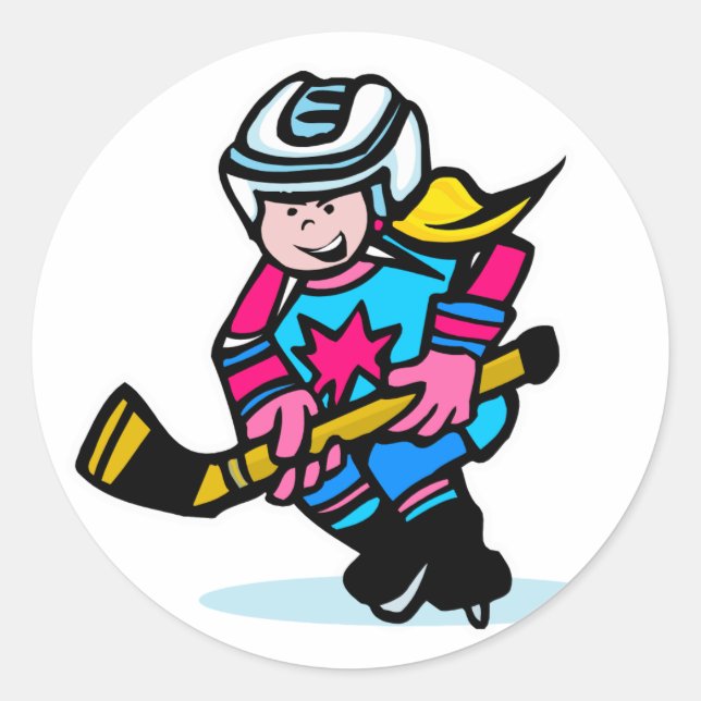 Girls Hockey Classic Round Sticker (Front)