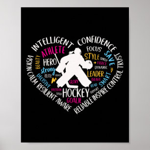 Girls Hockey Goalie Love Heart For Teens Women Wor Poster