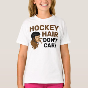 Girls Hockey Hair Don't Care Brunette T-Shirt