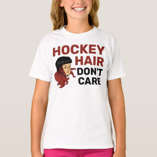 Girls Hockey Hair Don't Care Red Head T-Shirt