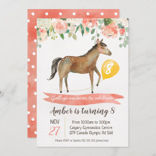 Girls Horse Birthday Party Invitation