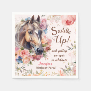 Girls Horse Birthday Party Paper Napkin