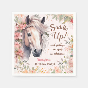 Girls Horse Birthday Party Paper Napkin