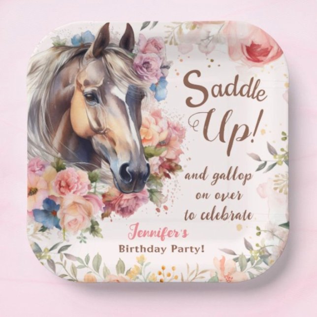 Girls Horse Birthday Party Paper Plates (Creator Uploaded)