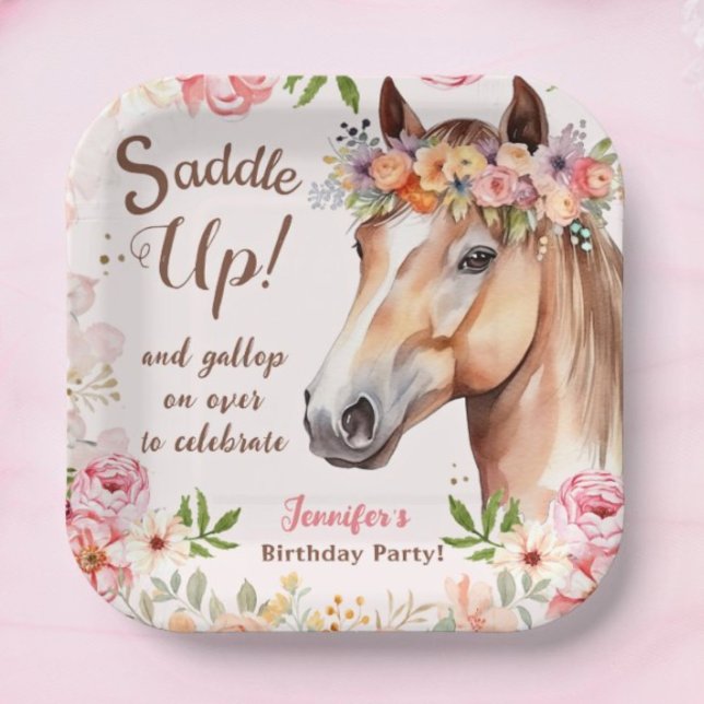 Girls Horse Birthday Party Paper Plates (Creator Uploaded)