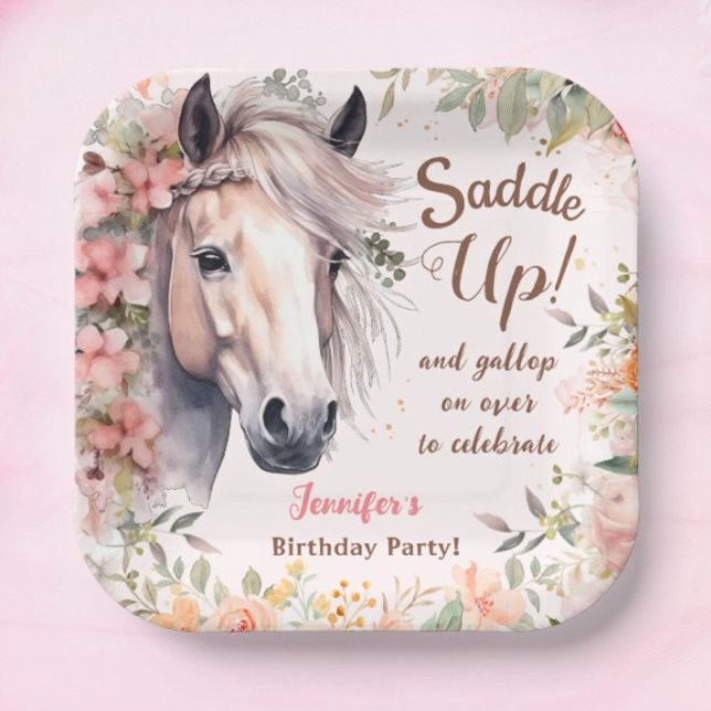 Girls Horse Birthday Party Paper Plates (Creator Uploaded)
