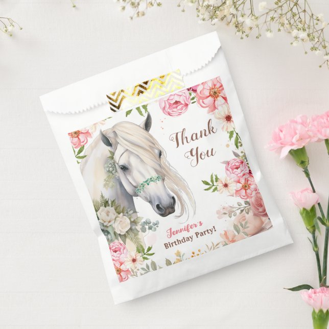 Girls Horse Birthday Party Pink Floral Favour Bag (Sealed)