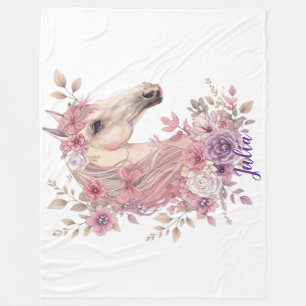 Girls Horse Pastel Fleece Blanket