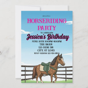 Girl's Horse Riding Birthday Party Invitation