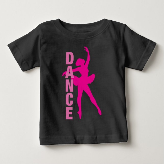 Girls Hot Pink Ballerina Dance Baby T-Shirt (Front)