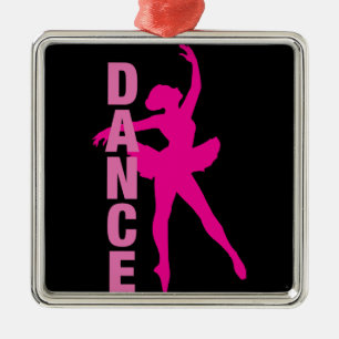 Girls Hot Pink Ballerina Dance Metal Ornament