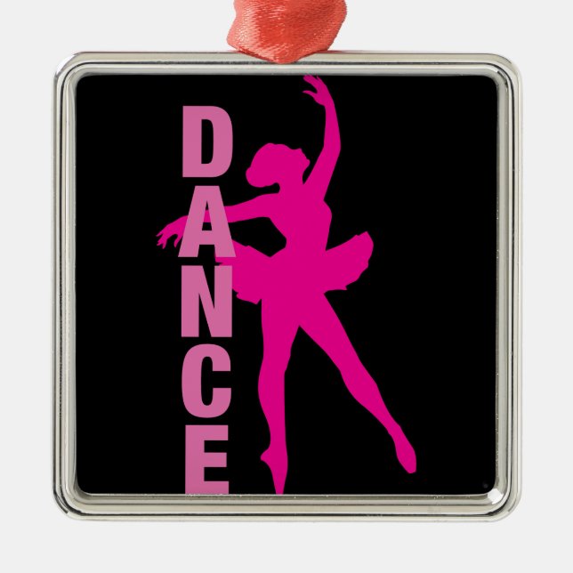 Girls Hot Pink Ballerina Dance Metal Ornament (Front)