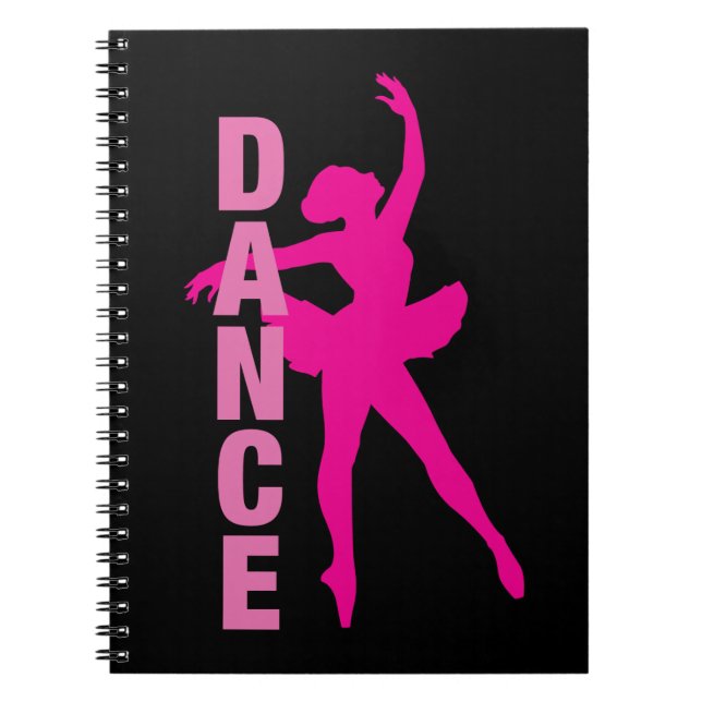 Girls Hot Pink Ballerina Dance Notebook (Front)