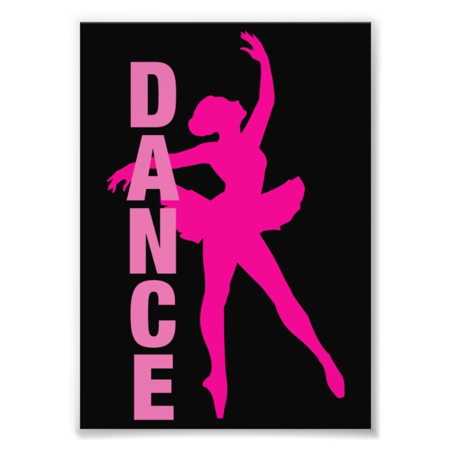 Girls Hot Pink Ballerina Dance Photo Print (Front)