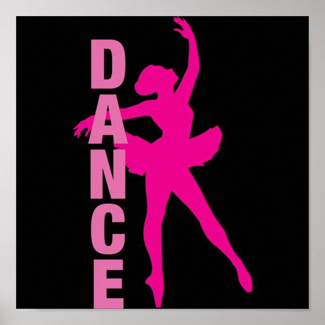 Girls Hot Pink Ballerina Dance Poster (Front)