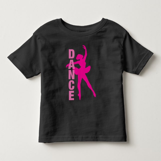 Girls Hot Pink Ballerina Dance Toddler T-Shirt (Front)
