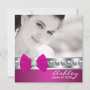 Girls Hot Pink Photo Graudation Announcements