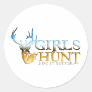 GIRLS HUNT DEER CLASSIC ROUND STICKER