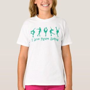 Girls "I love figure skating tank top" teal & pink