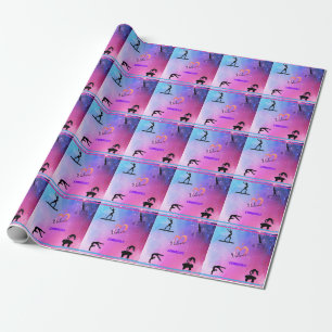Girl's "I Love Gymnastics" Hearts Wrapping Paper