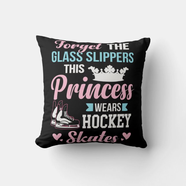 Girls Ice Hockey This Princess Wears Hockey Skates Cushion (Front)