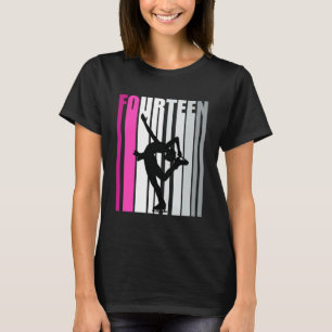 Girls Ice Skating Birthday 14th Ice Skater Queen F T-Shirt