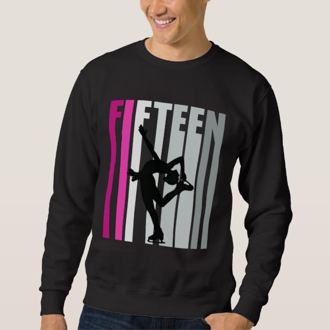 Girls Ice Skating Birthday 15th Ice Skater Queen F Sweatshirt (Front)