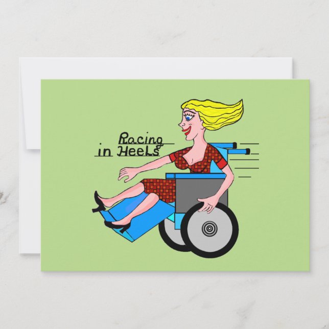 Girls in Heels need Wheelchairs Invitation (Front)