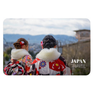 Girls in Kimono, Kyoto, Japan Travel Souvenir Magnet