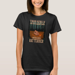 Girls Into Camping With Her Rat Terrier Dog Rattie T-Shirt