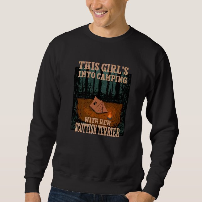 Girls Into Camping With Her Scottish Terrier Dog Sweatshirt (Front)