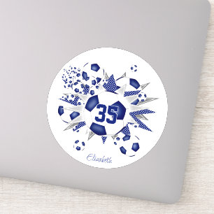 girls jersey number soccer balls stars blue