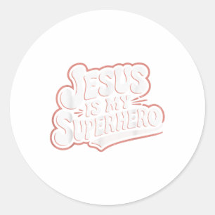 Girls Jesus Is My Superhero Christian Toddler Sist Classic Round Sticker