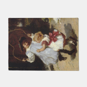 Girls Jumping with a Skipping Rope Doormat