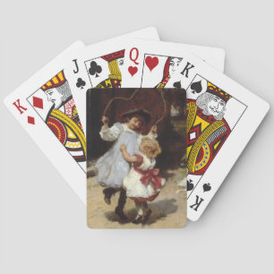 Girls Jumping with a Skipping Rope Playing Cards